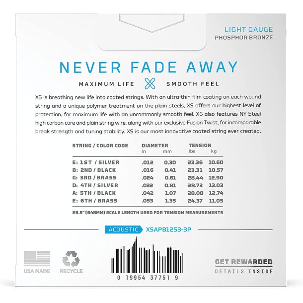 D'Addario XSAPB1253-3P, Strenges�t Western XS Phos.Bronze 012-053, 3-pack